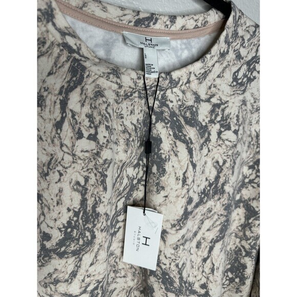 NEW H Halston Studio Sweater Womens Large Marble Print Pullover Long Sleeve - Picture 3 of 6